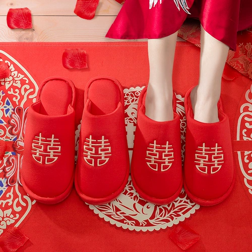 Демисезонные тапочки, праздничнная красная обувь для влюбленных для невесты