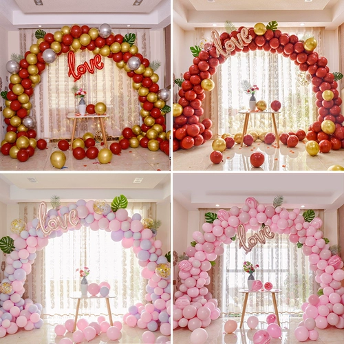 Сеть красный макарон воздушный шар арочный арочный свадебный свадебный зал.