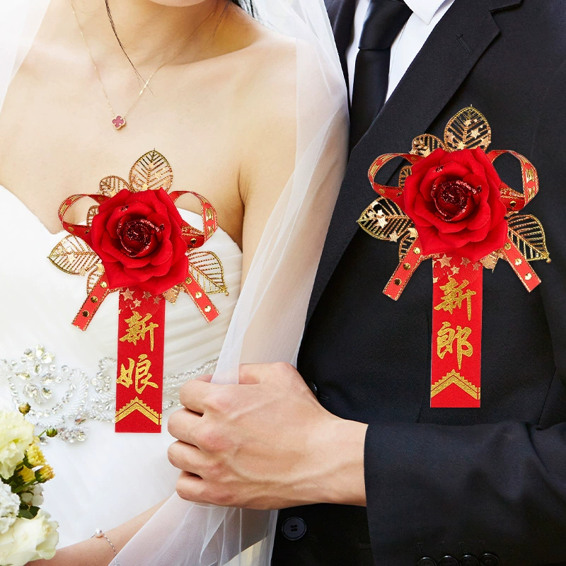 Đồ cưới cưới trâm cài hôn cưới chú rể cô dâu corsage set mô phỏng corsage phụ kiện Mori sáng tạo - Trâm cài