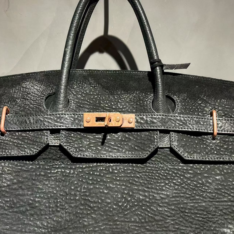 Duxing Dark Scar Burst Bead Horse Butt Leather Niche Large Bag Heavy Craft 45 Platinum Bag Crossbody Bag Travel Bag