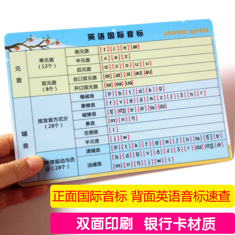 小學初中英語音標卡發音教程字母語法國際音標速查入門英語教具卡