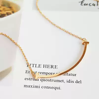18K gold necklace female AU750 rose gold smile necklace Color gold smiley clavicle chain gift recommendation for girlfriend