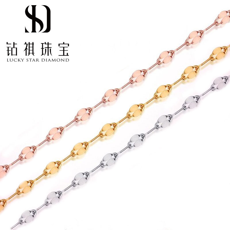 18K gold necklace ladies gold platinum rose gold AU750 plain gold clavicle chain fish lip chain Joker pendant