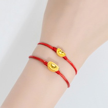 999 pure gold gold bracelet female pure gold hand rope 3D hard gold hand string Transfer beads hand decoration gold ingot