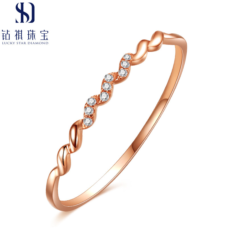 New 18K gold natural diamond ring Au750 round diamond ring ring ring to give gifts