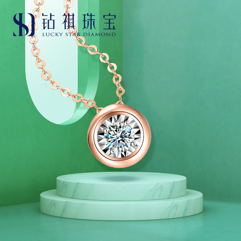 18k True Diamond Blister Necklace AU750 Diamond Pendant Women Color Gold Lock Bone Chain Single Drill Necklace Jewellery Birthday Present