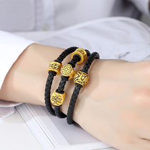 999 Pure gold guardian Transfer beads Gold bracelet Male faith Beaded tattoo gold beads Pure gold will female 3D hard gold