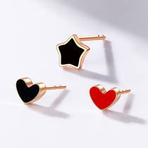 18K gold rose gold peach heart five-pointed star simple temperament earrings earrings raising ear stick to send girlfriend gift