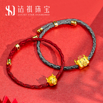 Pure gold 999 paint gold zodiac cow pendant cyanide-free 5D hard gold hand string This year of life transfer bracelet couple models