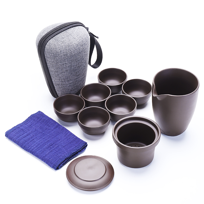 Violet arenaceous travel tea set a pot of hexagon cup kung fu crack cup portable is suing tea cups to customize logo