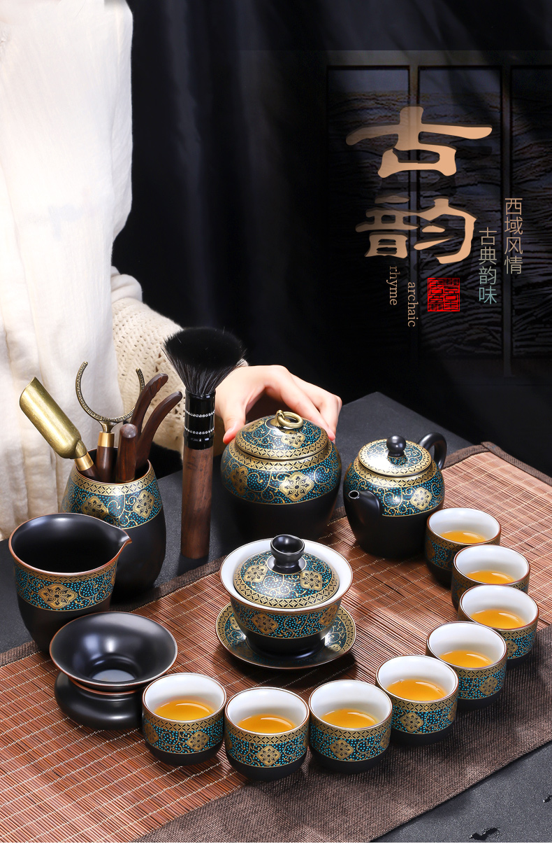 Ceramic kung fu tea set built home office cup lid bowl sitting room tea tea gift boxes