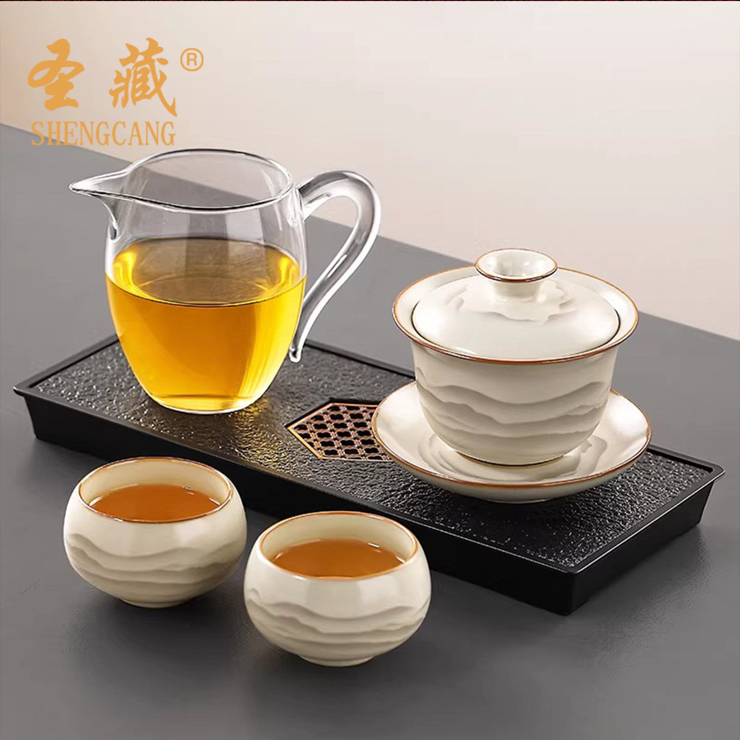 Ru Печь для обжига Sancai Gaiwan чайный сервиз Кунг-фу из трех частей чайная чаша с защитой от ожогов для одного человека, простая персональная чайная чашка