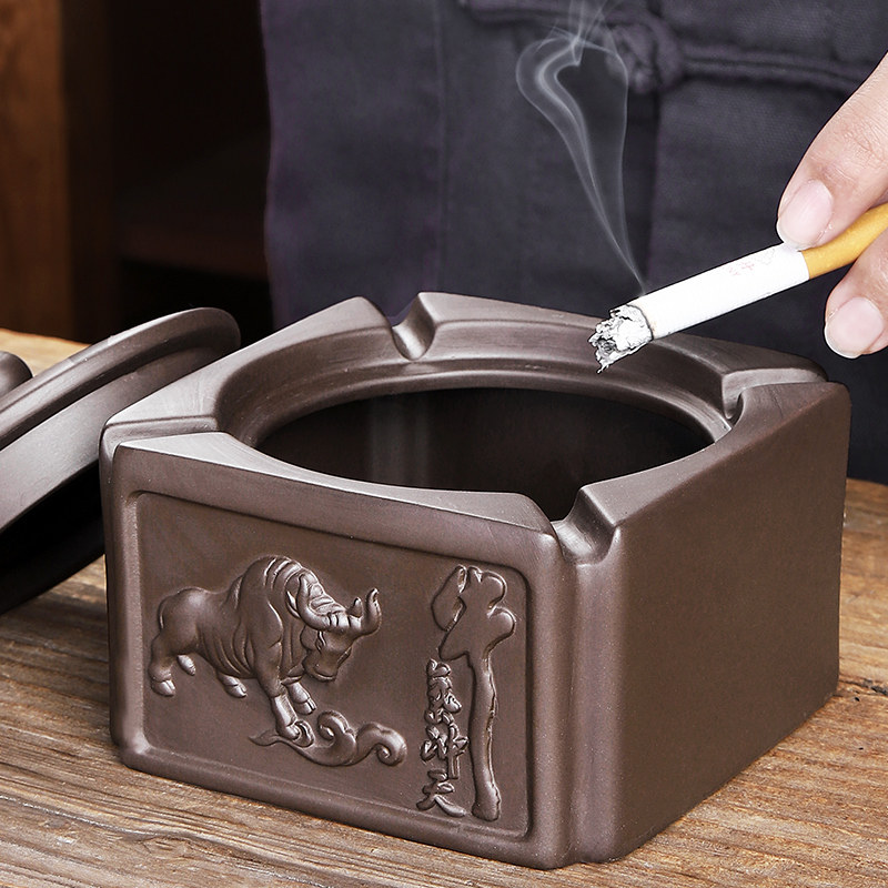 Bull Purple Sand ASHTRAY WITH LID ANTI-FLY ASH HOME LIVING ROOM OFFICE BRIEF CREATIVE PERSONALITY TREND BIG SMOKE CUP