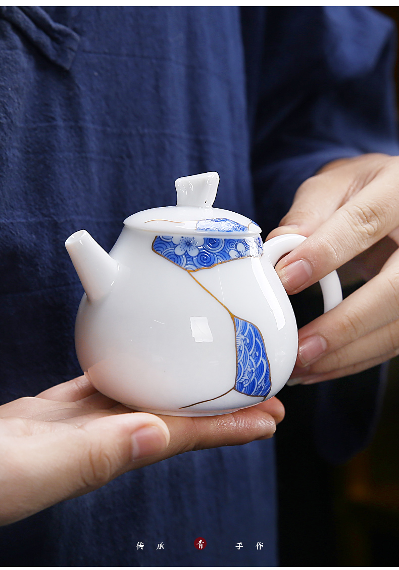 St hidden paint ceramic household single teapot with the household contracted the teapot tea kungfu tea accessories Z