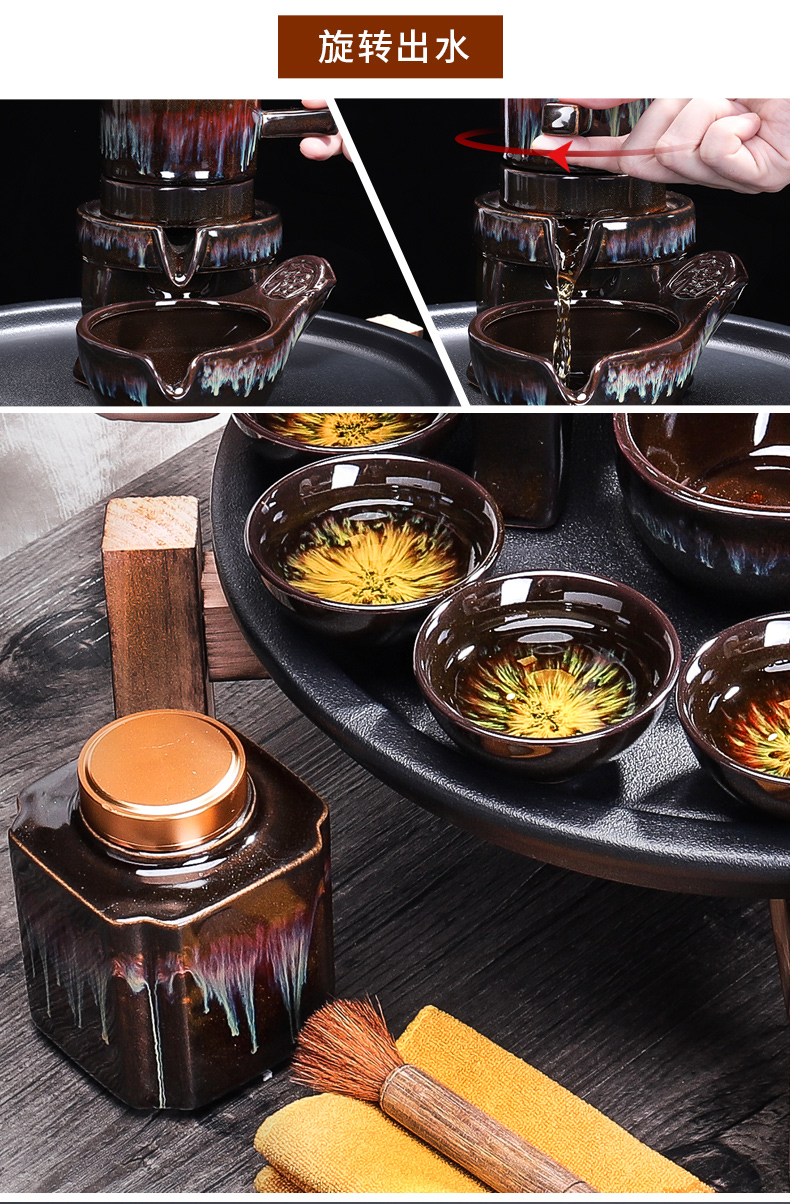 Up with ceramic tea set household contracted stone mill automatic kung fu tea tray teapot tea tea cups