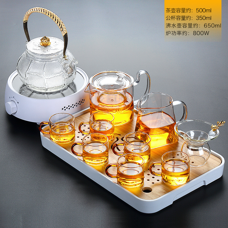 Kung fu tea set glass teapot household electrical TaoLu small bamboo tea tray was contracted fair cup a cup of tea