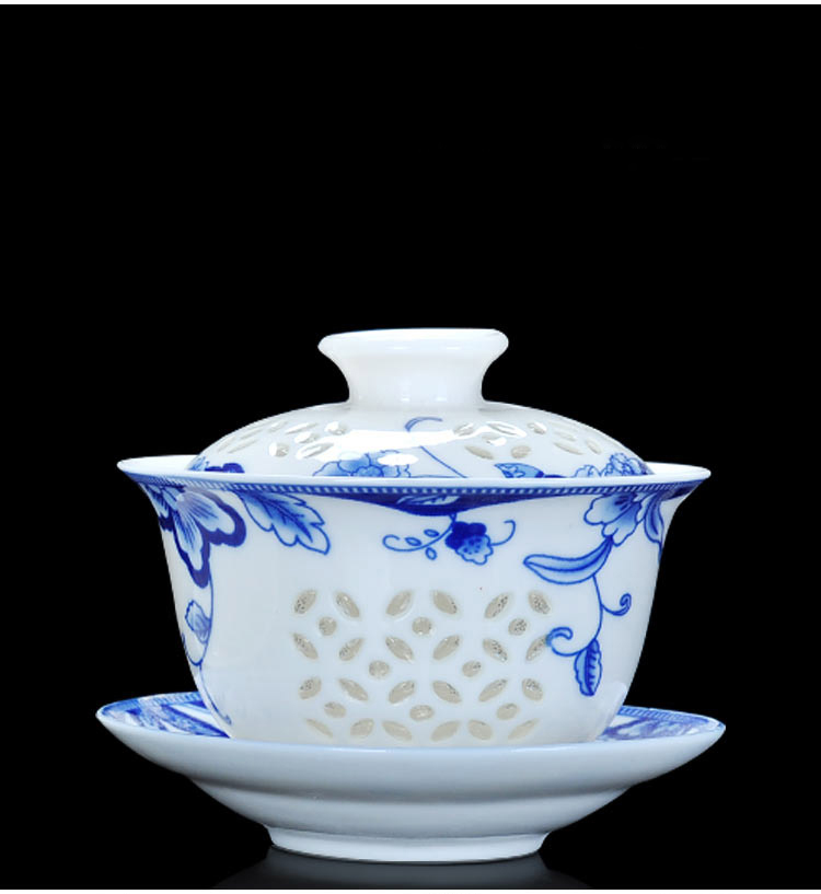 St hidden ceramic bowl tureen only three porcelain bowl to bowl with lid and exquisite hollow out kung fu tea bowl of tea cups