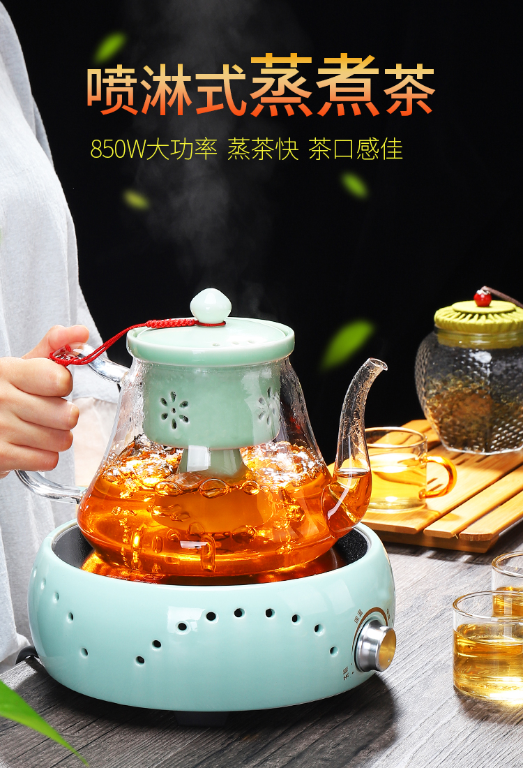 Glass cooking pot the boiled tea, the electric cooking TaoLu tea stove'm white tea pu 'er tea steam household automatic suit