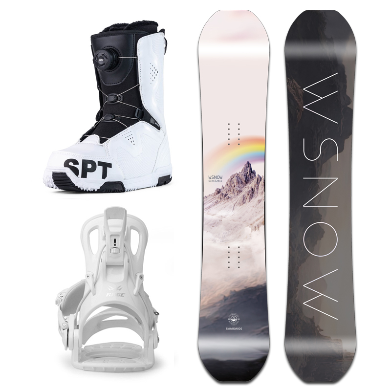 WS Veneer Snowboard Suit Versatile Flat Flower Lettering Ski Veneer Snowboard Fixer Ski shoes Full set-Taobao
