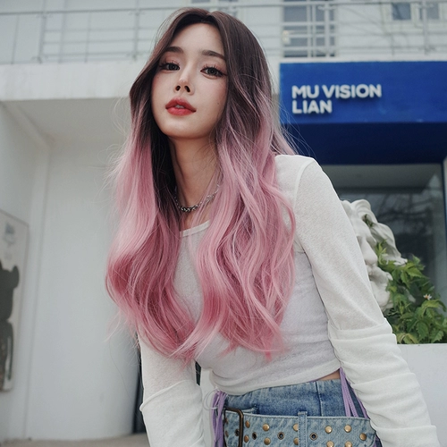 Парик, волнистый кудрявый шлем, градиент, популярно в интернете, длина миди