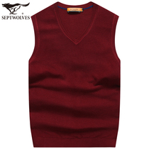 K Seven Wolf Sheep Sweatshirt Men V Collar Wool Vest Autumn Clothing New Stitch Sweatshirt Casual Mens Clothing 3718