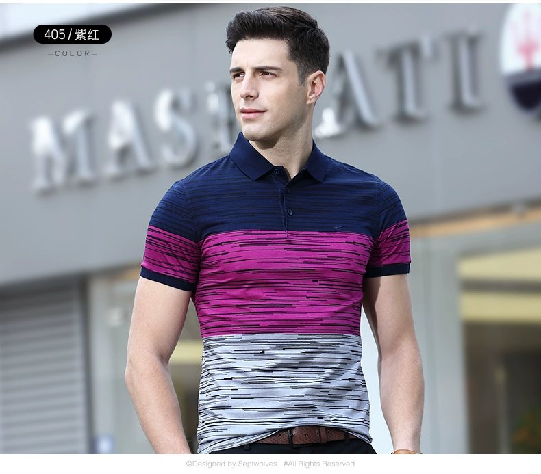 Bảy con sói ngắn tay T-Shirt nam 2018 mùa hè mới mượt cotton nam cotton ve áo polo áo sơ mi nam triều áo thun unisex