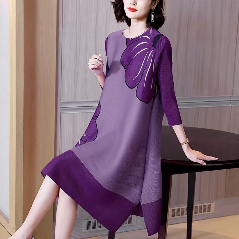 Fashionable Printed Pleated Dress 2026 Spring and Summer New Classy Western Style Niche Design Loose Large Size Skirt