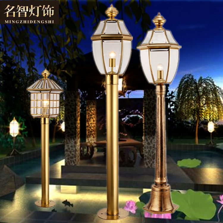 All-copper garden villa column head lamp LED lawn lamp courtyard outdoor street lamp landscape lamp household waterproof high pole lamp