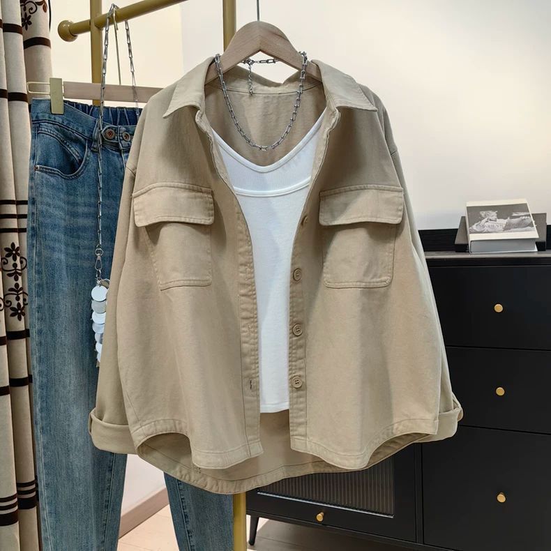 Pure Cotton Shirt for Women, Long-Sleeved, Korean Style, Casual Workwear, New Autumn Style, Loose Shirt for Petite Women, Thin Jacket Pure Cotton Shirt for Women, Long-Sleeved, Korean Style, Casual Workwear, New Autumn Style, Loose Shirt for Petite Women, Thin Jacket