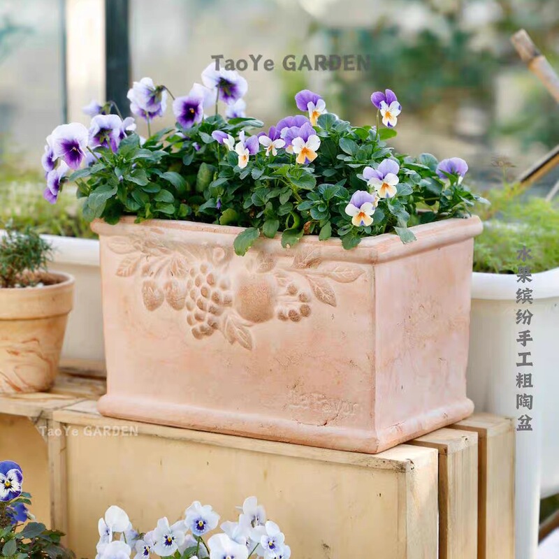 Taoye Garden Pure Handmade Fruit-Themed Embossed Rustic Pottery Pot Handmade Flower Pot Vintage Rustic Pottery Handmade Pot Taoye Garden Pure Handmade Fruit-Themed Embossed Rustic Pottery Pot Handmade Flower Pot Vintage Rustic Pottery Handmade Pot