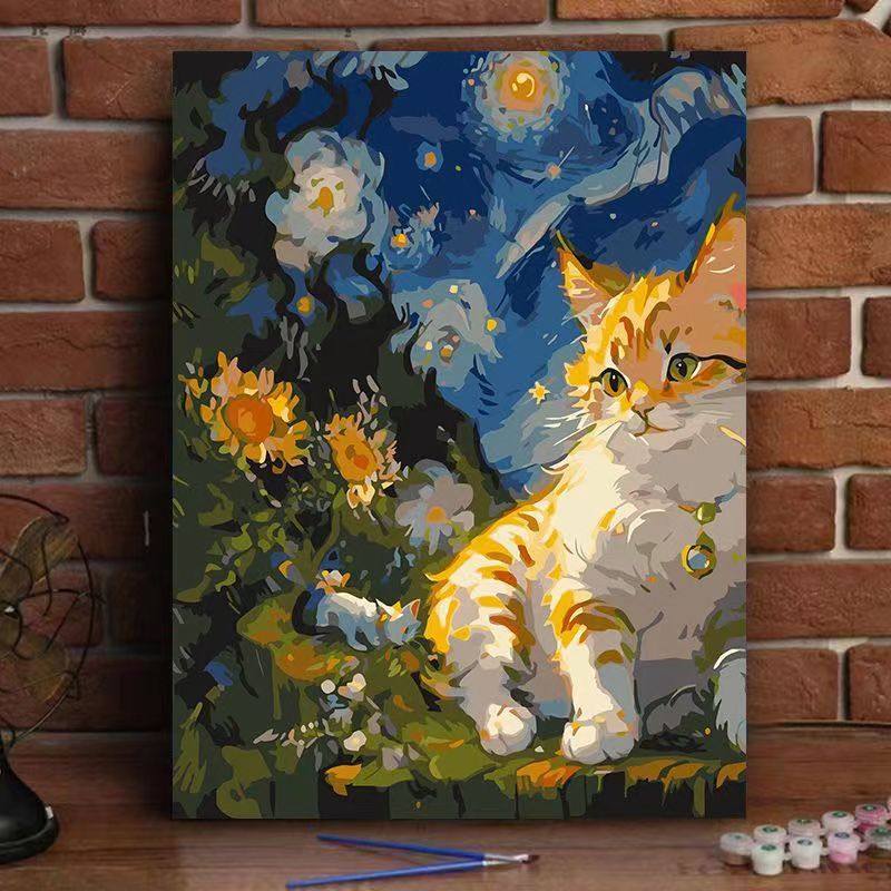 梵高猫咪数字油画，DIY艺术大师的诞生记🎨🐾-DIY-淘宝好物网
