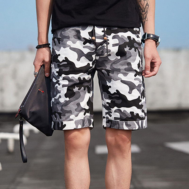 Men's Camouflage Shorts, Trendy Brand, Summer Five-Point Shorts, Loose Fit, Plus Size, Pure Cotton, Beach Style, Trendy Large Shorts for Men, Suitable for Outdoor Wear