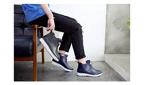 Giày đi mưa nam Hàn Quốc bốn mùa ngắn ống thấp để giúp nhà bếp bằng phẳng trượt làm việc câu cá mưa giày không thấm nước giày cao su nam giày nam chống thấm nước