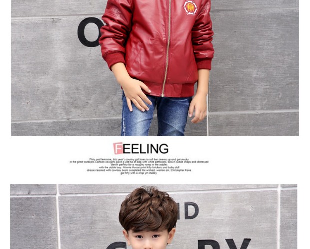 Áo khoác bé trai mùa đông Thicken Plus Velvet Leather Children Wear Children Big Tops Leather Jacket PU Leather Boy Áo khoác ngoài áo dạ trẻ em