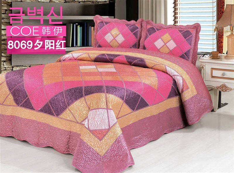 Han Yi mới bộ đồ giường Hàn giường tắc kè hoa khâu bao gồm ba chiều mùa hè đồ họa được vận chuyển ba mảnh áo gối - Trải giường ga giường đẹp sang trọng