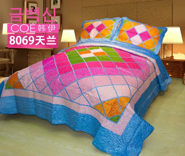 Han Yi mới bộ đồ giường Hàn giường tắc kè hoa khâu bao gồm ba chiều mùa hè đồ họa được vận chuyển ba mảnh áo gối - Trải giường bộ ga nệm