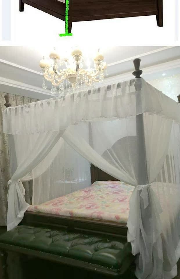phong cách châu Á gỗ Mỹ bốn cột dây đai giường tán Velcro Đông Nam Trung Quốc giường trắng mã hóa lanh vỏ chéo - Bed Skirts & Valances rèm ký túc xá