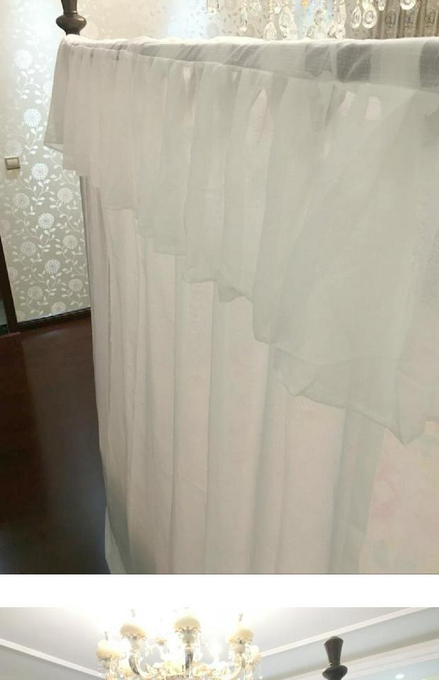 phong cách châu Á gỗ Mỹ bốn cột dây đai giường tán Velcro Đông Nam Trung Quốc giường trắng mã hóa lanh vỏ chéo - Bed Skirts & Valances rèm ký túc xá