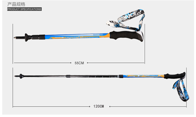 Trailblazer trekking cực carbon siêu đi bộ gậy kính thiên văn khóa sợi carbon nạng thiết bị leo núi ngoài trời gậy kéo dài đa năng
