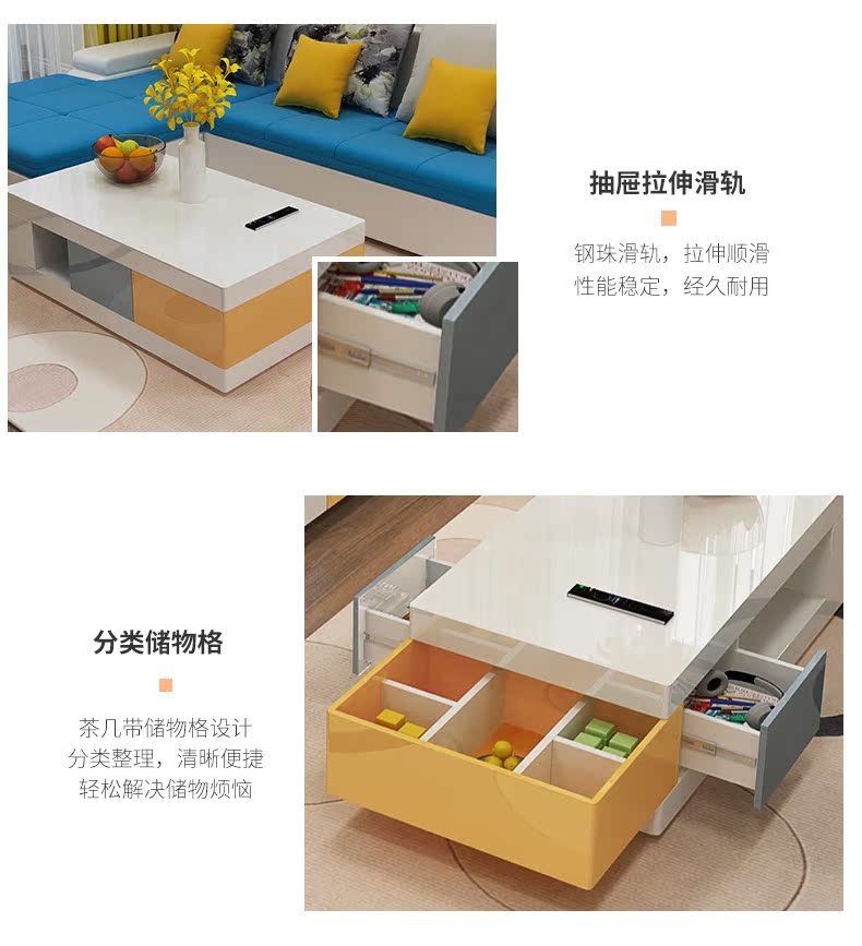 Một mét tình yêu Sofa vải hiện đại đơn giản Tủ TV kết hợp bàn cà phê đặt bàn ghế phòng khách ghế sofa gỗ