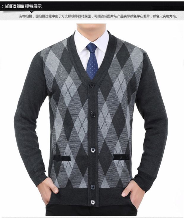Áo len nam mới trung niên cộng với áo nhung dày cho bố với áo len dệt kim dày mùa thu và mùa đông blazer nam