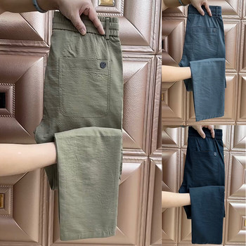 Clearance and pick up the bargain for men's casual pants for summer thin pants for men's loose straight pants elastic waist ice silk quick-drying trousers