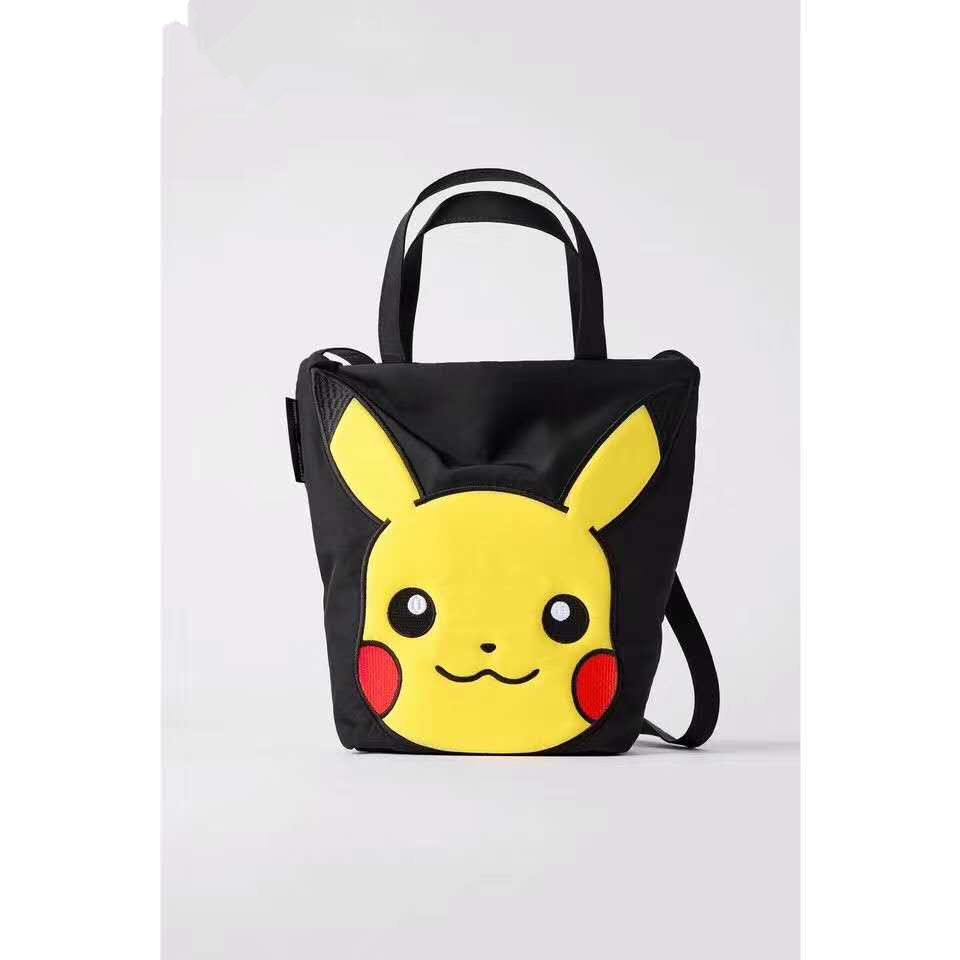 Z's new women's bags boys and girls black Pikachu handbags elf shoulder bag mommy shopping bags