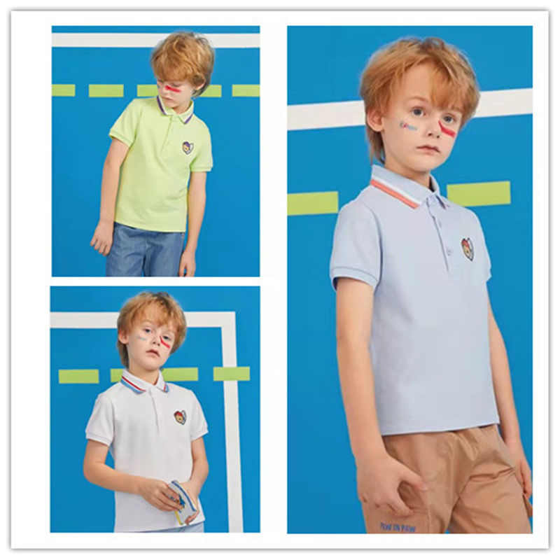 2021 summer new boys and girls British casual cotton short-sleeved T-shirt lapel temperament polo shirt