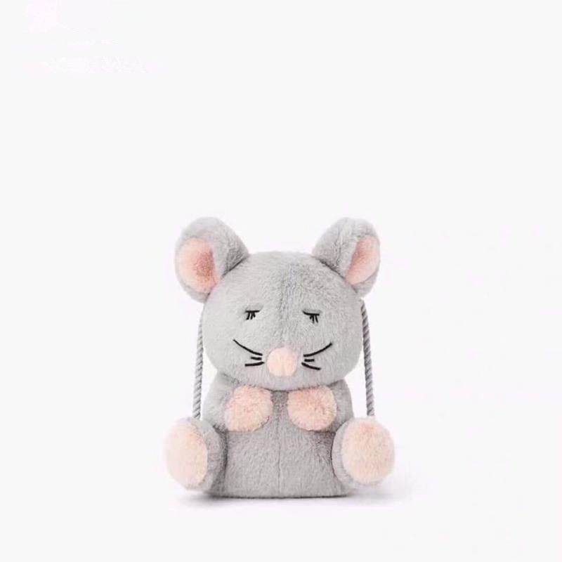 Z Home New Plush Suede Rat Bag Packet Bag Children Bag Cute Cartoon Skew Cross Single Shoulder Bag New Spring Special