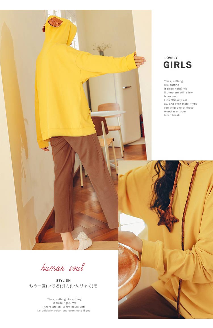 Fen Teng Xueyi đồ ngủ dài tay nữ cotton mùa xuân và mùa thu áo len trùm đầu rộng tay dài có thể mặc bên ngoài quần áo phù hợp với phụ nữ đồ bộ mùa hè