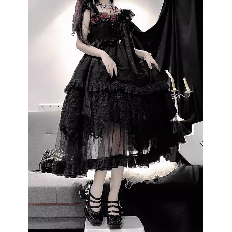 黑色玫瑰lolita连衣裙!花嫁洋装也太美了吧(๑•̀ㅂ•́)و_lolita洛丽塔连衣裙_淘宝游戏网