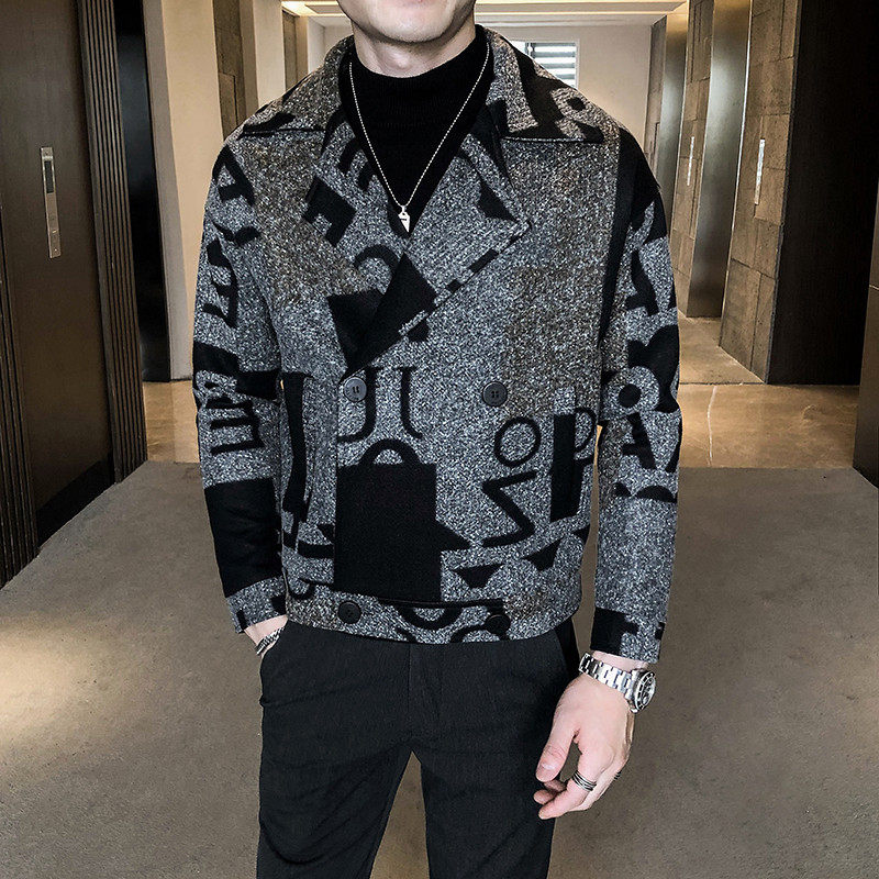 Small Western-style men's autumn and winter Korean version Youth Shuai Mao Tzu Sifu hairstyle hairstylist Repairing Body Casual Yuppie Jacket Tide