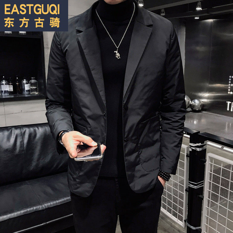 Winter new men's casual suit collar thickened with velvet jacket Han version of body cotton clothing Warm Hair Stylist