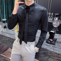 Nightfield Bar Sashimi Workwear Youth Workwear Ruffan and Damp Mens Long Sleeve Shirt Send Tie Big Code Inch Male Group Blouse